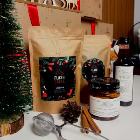 Zestaw świąteczny - kawa ziarnista Crema , herbataEarl Grey, miód, syrop
